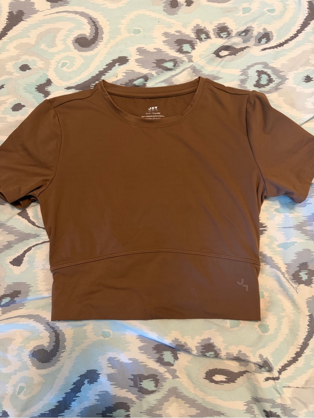 JoyLab Brown Cropped Performance Tee